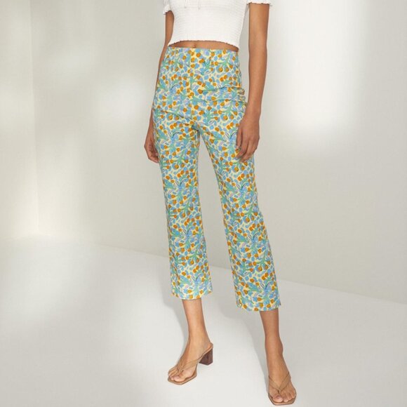 Aritzia Wilfred Floral Print Muse Pants High Rise Cropped Ankle Length Size2 New - Picture 2 of 9